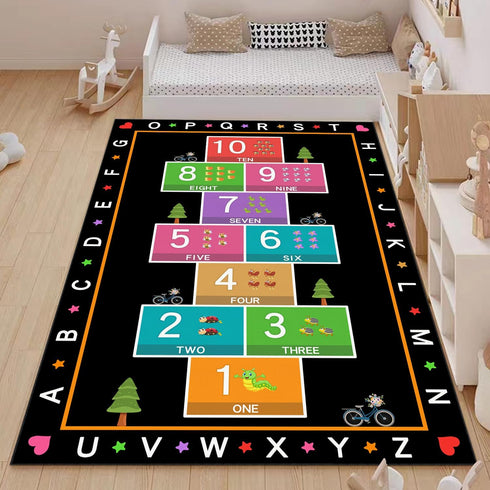 YLZLDKH Counting 31x47 Hopscotch Play Rug Carpet for Kids, ABC Alphabet Number Educational Rug, Children's Game Mat