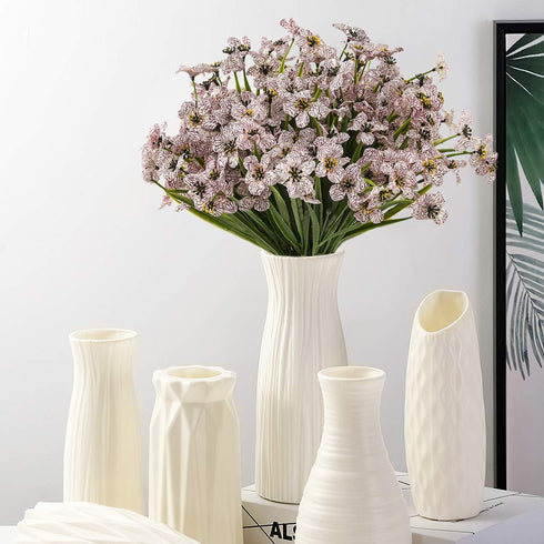 Artificial Outdoor Flowers, 8 Bundles UV Resistant Plastic Faux Violet Flowers for Garden Porch Window Box Decoration
