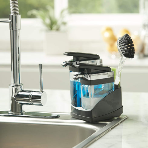 Set Casabella Duo Soap Dispenser with Sponge Holder - Black & Chrome
