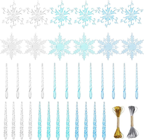 VGOODALL Christmas Snowflake Decorations, 36pcs Clear Acrylic Ornaments Set for Santa Outdoor Party Decoration Craft