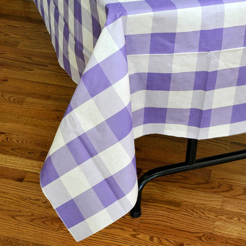 Havercamp Purple and White Plaid Table Cover | 54" x 108" | Classic Plaid Collection for Picnic, Barbecue, Cookout,