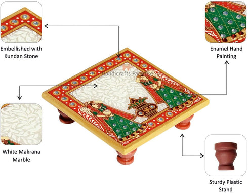Marble Chowki Pair with Kalash Puja