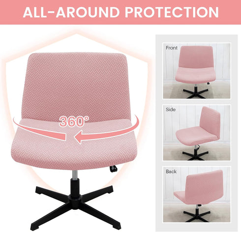 MIFXIN Armless Office Desk Chair Cover, Stretch Soft Slipcover for Wide Seat Mid Back Accent Chair, Pink