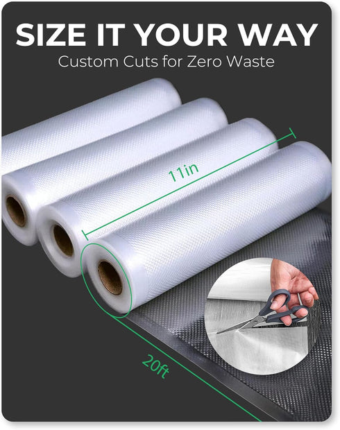 EconoHome Heavy Duty Vacuum Seal Bags for Food 11"x20', 4 Pack - Airtight & Leakproof Plastic Storage Bags for Sous Vide