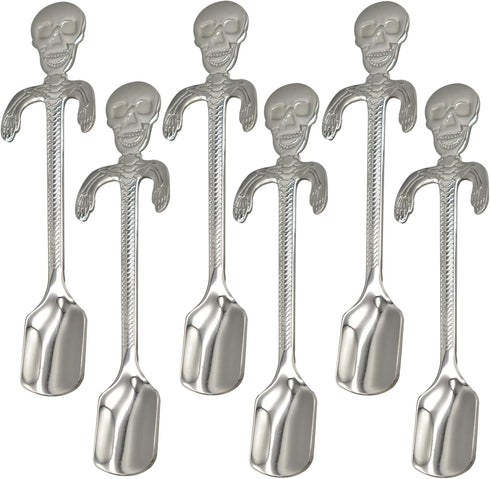 Maydahui 6PCS Skull Spoons, 5 Inch 18/10 Stainless Steel Teaspoons for Halloween Party