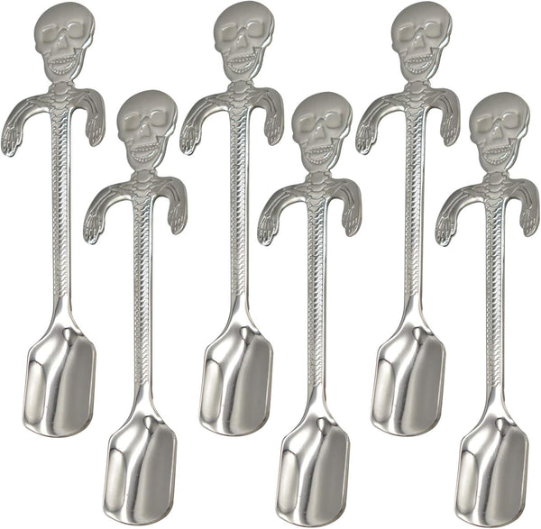 Maydahui 6PCS Skull Spoons, 5 Inch 18/10 Stainless Steel Teaspoons for Halloween Party