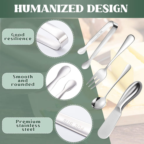 Cheese Butter Spreader Knives Set, 16 Pieces Stainless Steel Multipurpose Butter Knives, Slicer, Tongs, Forks