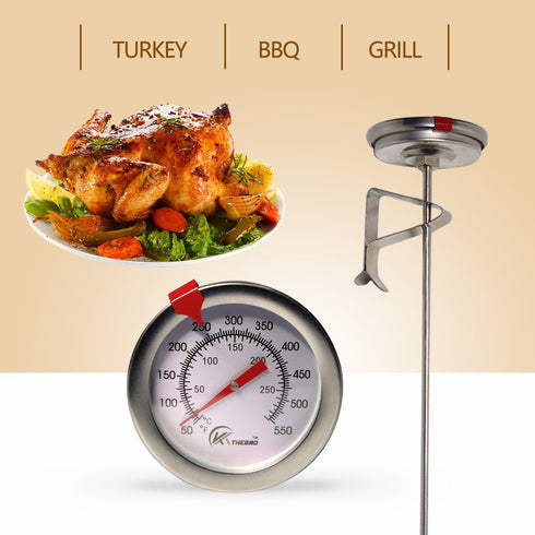 KT THERMO Deep Fry Thermometer - Instant Read Dial Thermometer, 6" Stainless Steel Stem for Cooking