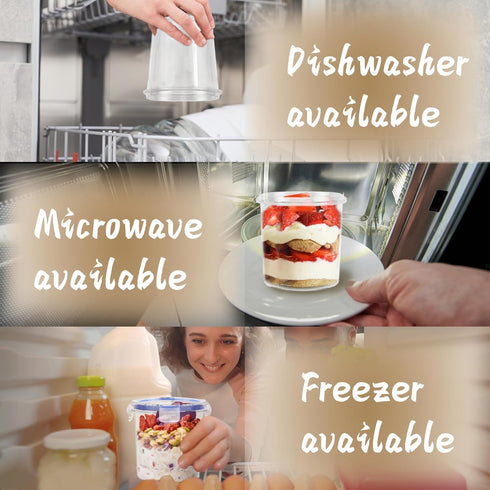4 Lids,16 oz Szsrcywd Pcs Overnight Oats Containers with Plastic Oatmeal Prep Container Jars,Reusable Cereal Yogurt