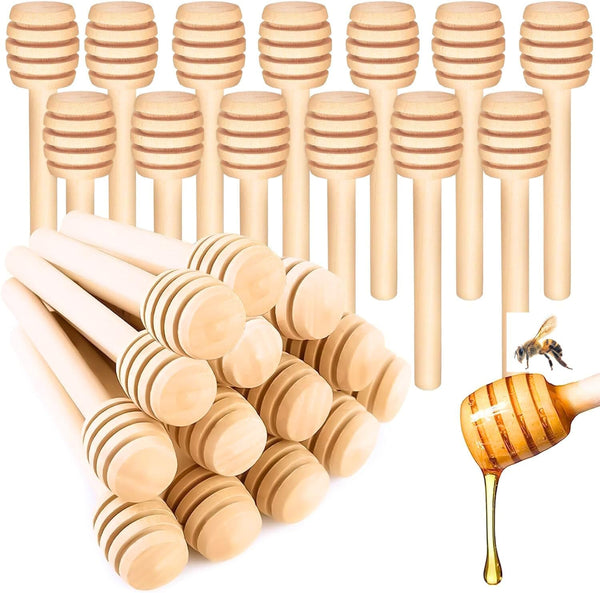 Gloriec 40 Pcs Honey Dipper Sticks - Wooden Honey Dipper- 3 Inch Mini
