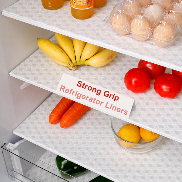 Cooyes Refrigerator Liners, 12" x 24" Super Absorbent Washable Shelf Liner for Kitchen Cabinets, 6 Pack Gray Slate