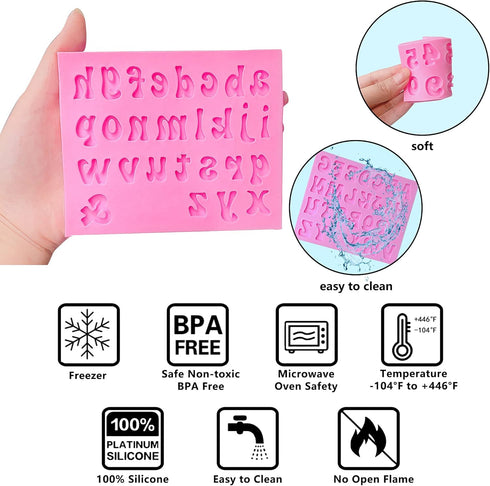 Letter Chocolate Molds, 5 Pack Fondant Silicone Happy Birthday Mold for Cake Decoration and Parties