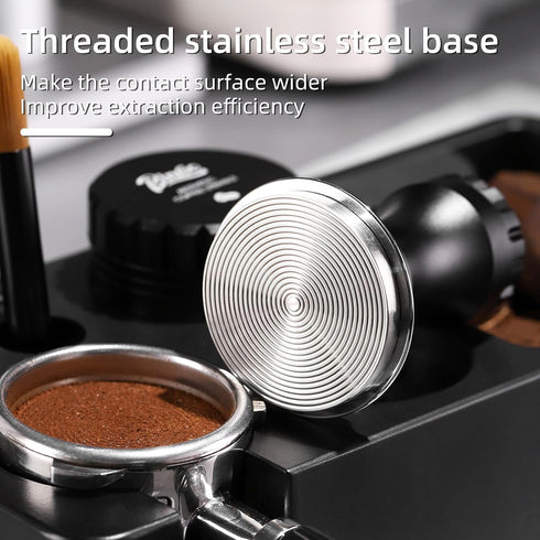 Bincoo Espresso Tamper 58mm, Adjustable Depth Stainless Steel Base Tamper for Barista Home, Fits 58mm Portafilters