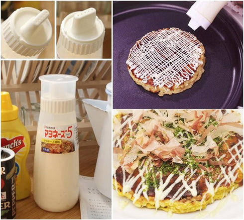GARASANI 5 (12oz 350ml) Hole Sauce Squeeze Bottle Ketchup Mayonnaise Dispenser with Leak Proof Clear Cover Cap