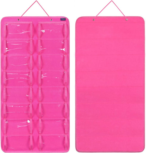 AROUY Rose Hanging Dust Proof Sunglasses Organizer - 16 Felt Slots Glasses Holder with Metal Hook and Sturdy Rope