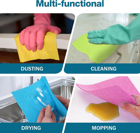 EKoBRIT 15 Pack Countertops Set Swedish Dishcloths for Kitchen Reusable Paper Towels, Super Absorbent & Quick Dry