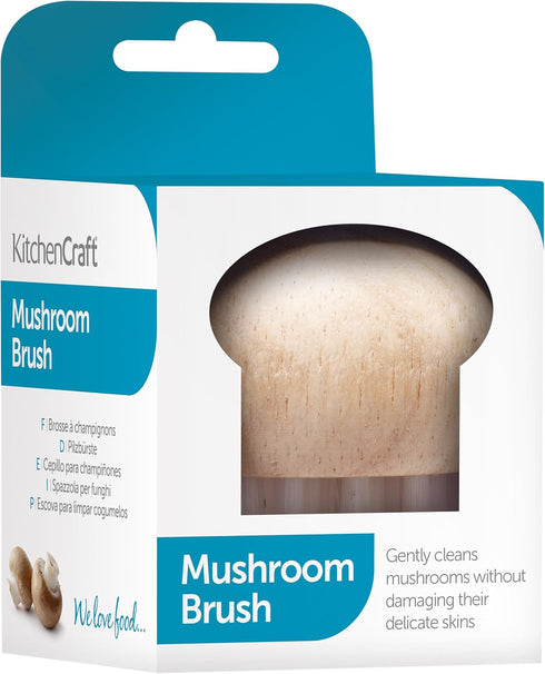 KitchenCraft Kitchen Craft Mushroom Cleaning Brush with Rubber Wood Handle and Soft Bristles