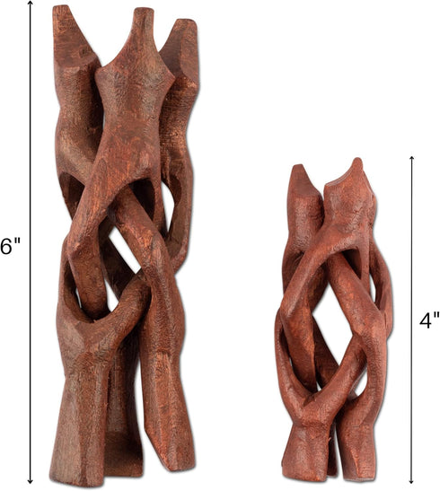 2 4" 6" Wish Well Piece Wooden Tripod Stand - & Hand-Carved Room Decor Holder ~ Ideal for Abalone Shell, Decorative
