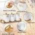 OGANAZI 3 Pack Set Set, Countertop Ceramic Canister with Bamboo Lids and Handle Tray, Coffee Tea Sugar Container White
