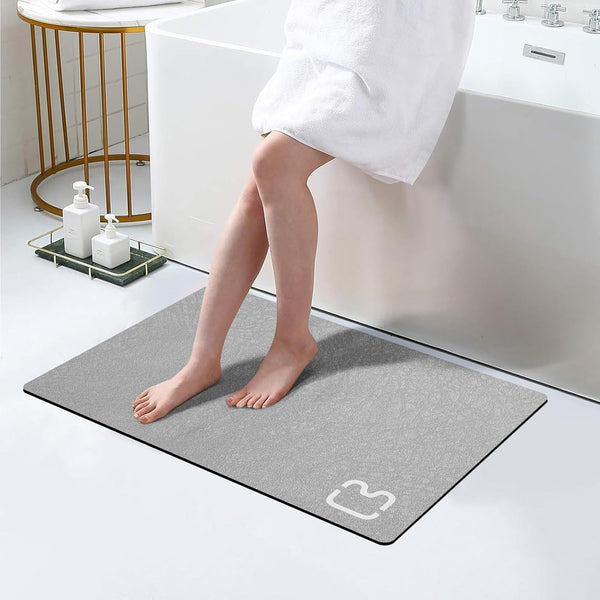 Diatomaceous Earth Bath Mat Rug, Super Absorbent Non Slip Quick Dry Bathroom Mat, 17"x27.5", Grey