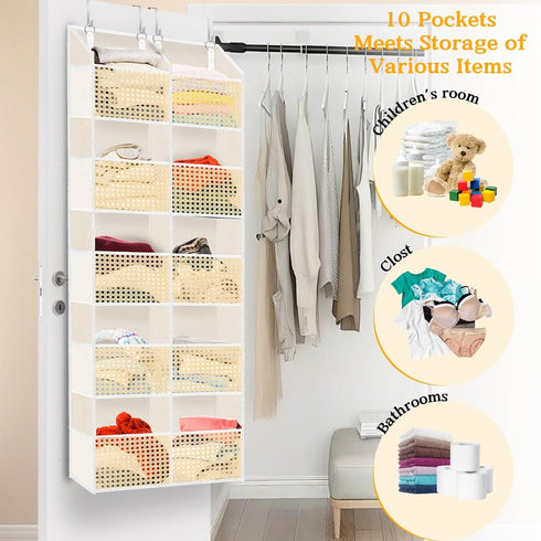5 10 80 lbs Over The Door Organizer Tiers, Extra Large Behind Door Storage of Compartments, Weight Capacity Hanging