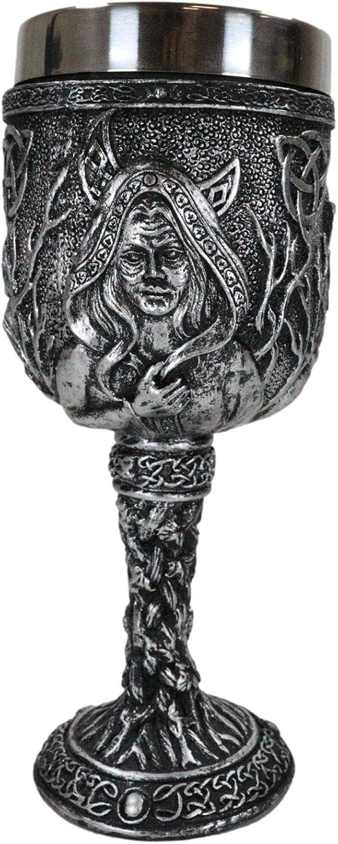 Ebros Celestial Celtic Triple Goddess Maiden Mother Crone Wine Goblet Chalice Figurine - Wiccan Decor
