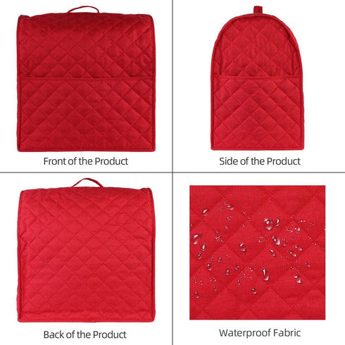Stand Mixer Cover for Kitchenaid Mixer, Fits All Tilt Head & Bowl Lift Models with 3 Organizer Bags (Red)