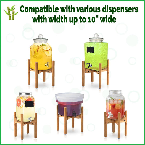 7-10 Inch ZPirates Drink Dispenser Stand - Adjustable Bamboo Holder Riser for Compatible Water, Lemonade, Juice