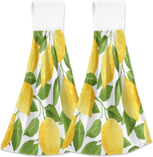Boccsty Lemon Hanging Kitchen Towels, 2 Pieces Summer Lime Tree Branch Dish Cloth Tie Towels for Bathroom & Home
