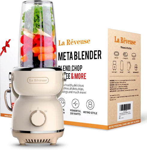 La Reveuse Personal Size Blender, 300 Watts for Shakes, Smoothies, Retro Style