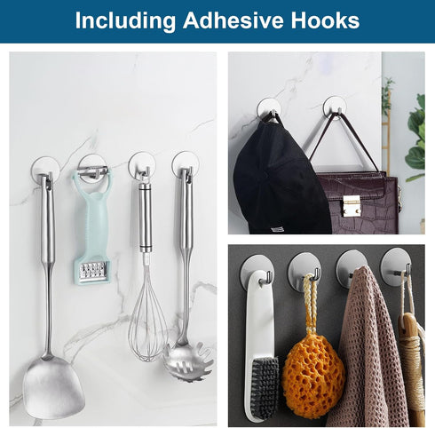 304 (4+4 Pack) Diesisa Razor Holder for Shower + Adhesive Wall Hooks, Premium Stainless Steel Shower Razor Holder