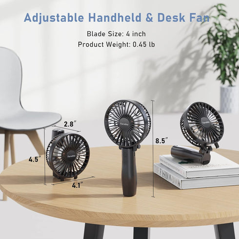 FARADAY Personal Hand Held Fan, 4800mAh Travel Cooling Fan, Powerful Small Portable Rechargeable Battery Operated