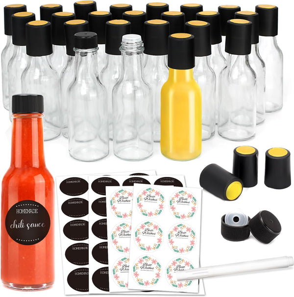 GMISUN Mini Hot Sauce Bottles 3 oz, 24 Pack Ginger Shot Bottles