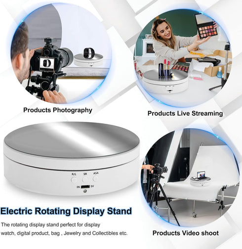 Foleto 360 Degree Motorized Rotating Display Stand, 5.4 Inch Turntable for Photography Products, USB Power Cable