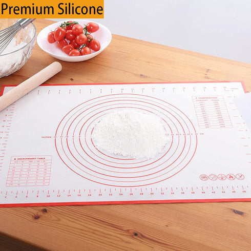 Silicone Baking Mat, Non Stick Rolling Dough with Measurements for Pie Pizza Cookies