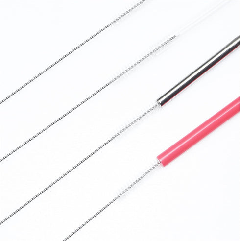 Straw Cleaner Brush Set of 10, Extra Long Nylon Bristles and Stainless Steel Handle for Cleaning Glass, Silicone, Metal