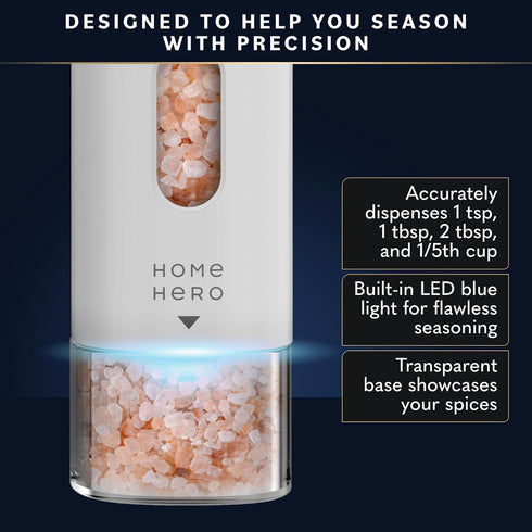 Electric Salt and Pepper Grinder Set, Rechargeable Automatic Shakers with LED Light, Set of 2 Electric Pepper and Salt