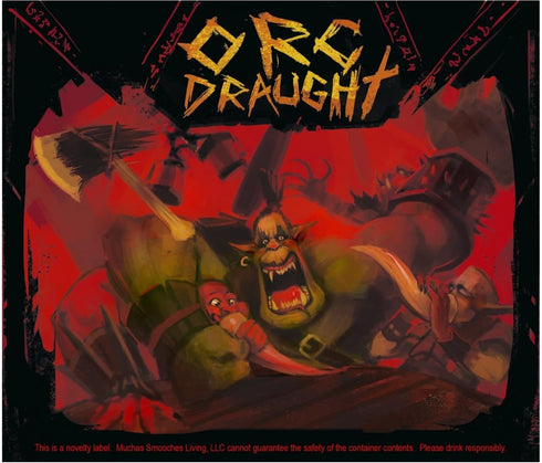 4 Soda Bottle Labels for Fantasy Themed Party - 7" x 6" Sticker Set with Orc, Dwarf, Elf, and Dragon