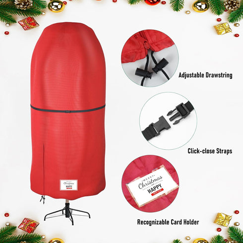 Christmas Tree Cover with Adjustable Straps, Durable Upright Xmas Tree Storage Bag with Zipper for up to 6 Foot