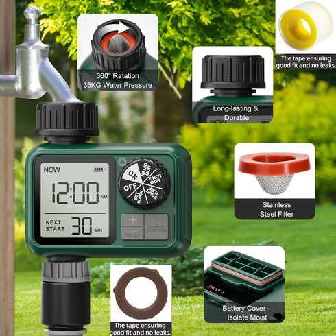 XinFuture Water Timer, Programmable Garden Hose Timer with Rain Delay, Waterproof Digital Irrigation Timer