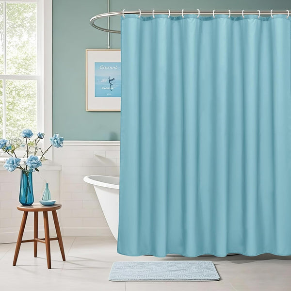 AooHome Extra Long Shower Curtain 72x78 Inch, Fabric Liner with Hooks, Weighted Hem, Water Repellent, Blue