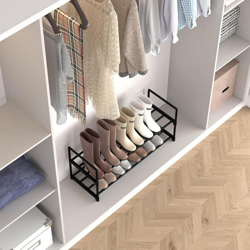 Hsscblet 2 Entryway,Hallway,Closet,Black Tier Metal Shoe Rack,Adjustable Shoe Shelf Storage Organizer,Stackable Boot
