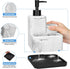 LeucSuiok 3 1 Soap Dispenser with Sponge Holder and Brush Holder,White Marble in Liquid Hand Dish Soap Dispenser