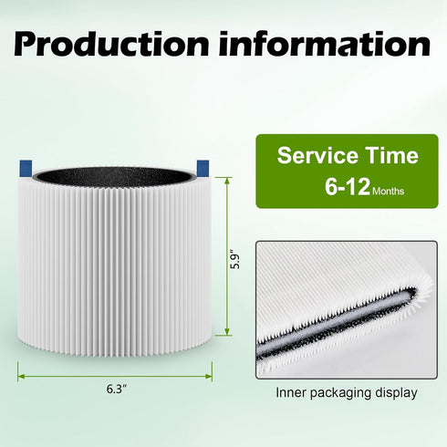 2 Pack Mini Max Filter Replacement for Blueair Blue Pure Mini Max Air Purifier, H13 True HEPA & Activated Carbon Filter