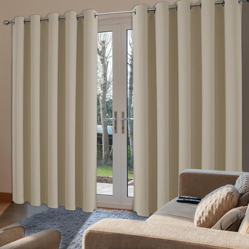 Joydeco Sliding Door Curtains - Light Beige Extra Wide Curtains 70 x 108 inches for Patio and Living Room