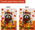 Welcome Fall Maple Leaves Garden Flag, 12.5x18 Inch Double Sided Seasonal Raccoon Outdoor Decoration for Autumn