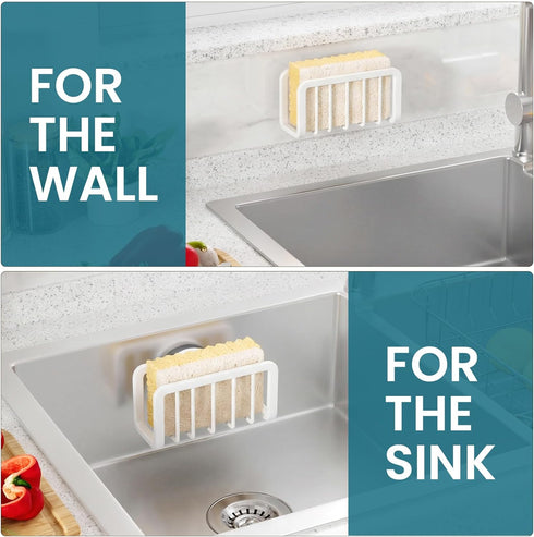 5.1" 2.3" TAILI Sponge Holder for Kitchen Sink with Strong Suction Cup, Rustproof Aluminum Sink Caddy for Sponges