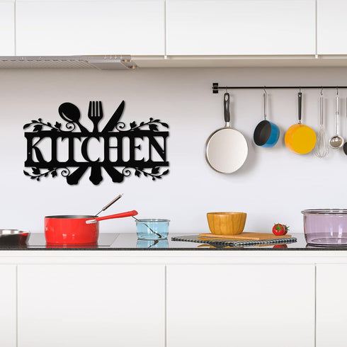 Hotop Black Kitchen Metal Sign, Rustic Country Wall Art for Dining Room, Farmhouse Kitchen Decor, 14 x 8.8 Inches