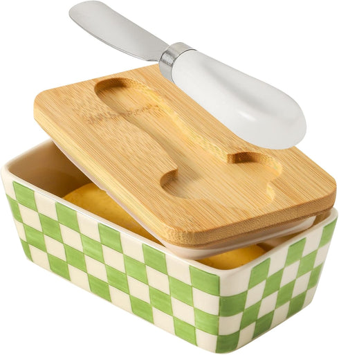Butter Dish with Lid, Large Butter Dish for Countertop, Ceramic Butter Keeper