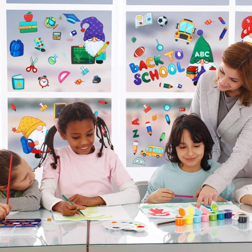 Naler Back to School Decorations Window Clings, 9 Sheets Glueless Static Double-Sided Stickers for Classroom